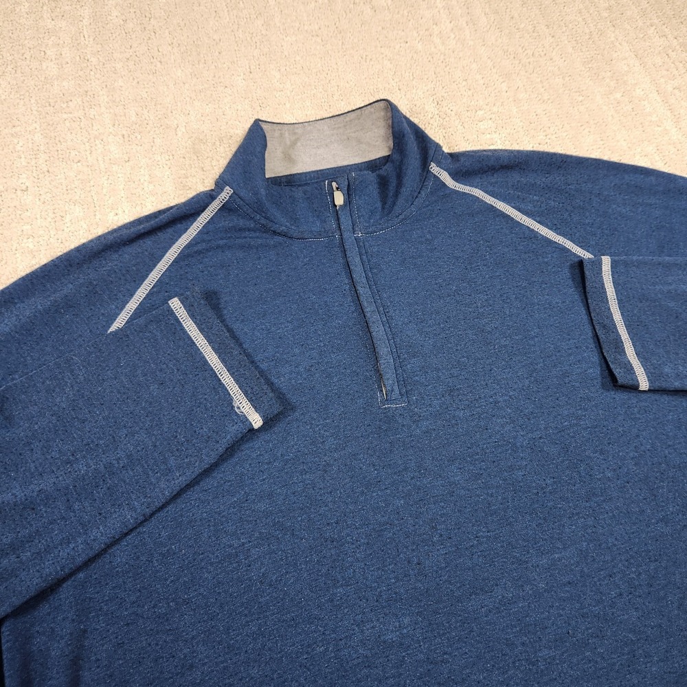 Johnnie O Sweatshirt Men XL Bamboo‎ Blend Natural Performance 1/4 Zip Blue UPF